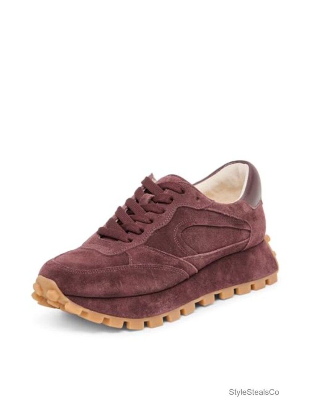 Suede Lace-Up Platform Sneakers with Cushioned Insole